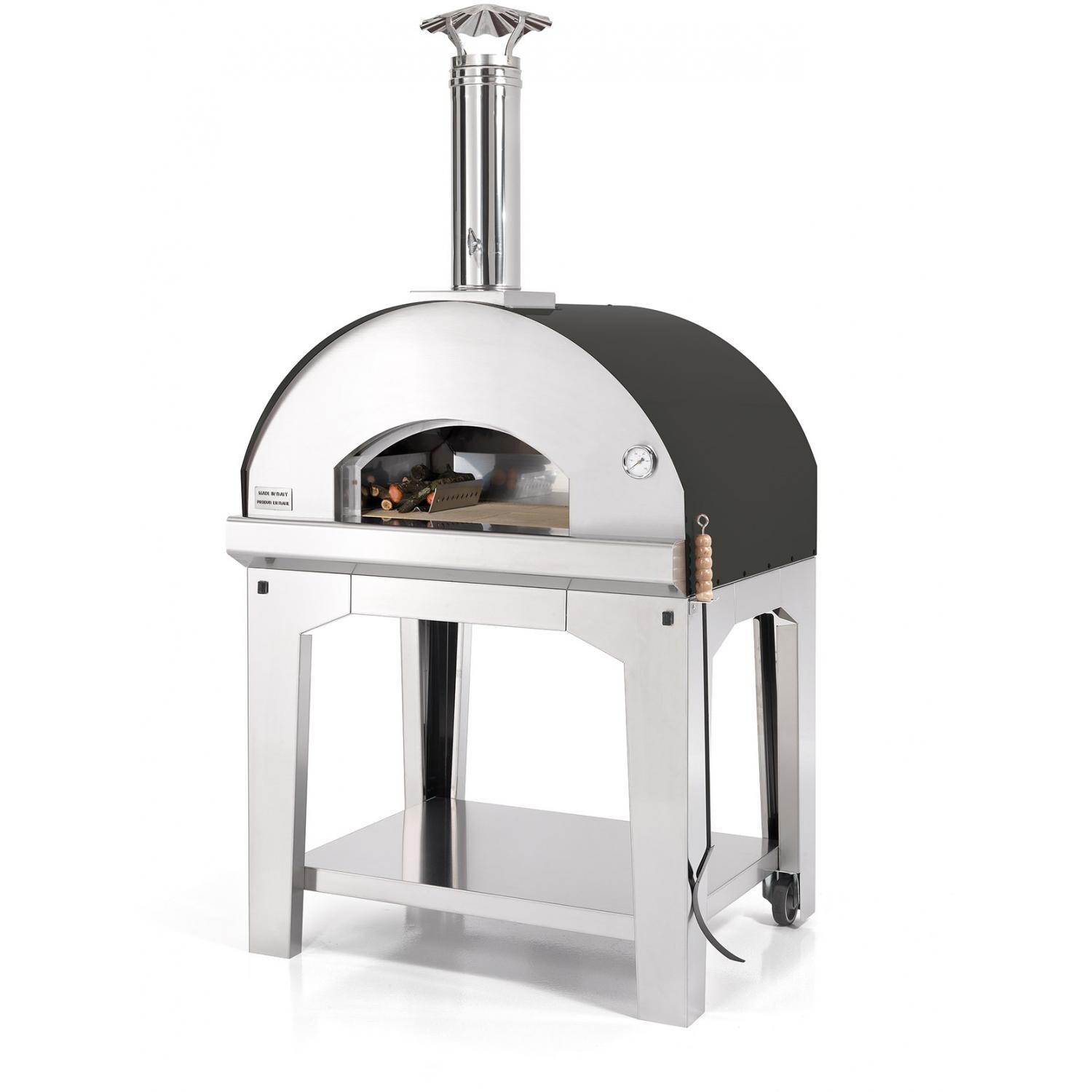 Fontana Forni Forno Toscano Mangiafuoco 39-Inch Outdoor Wood-Fired Pizza Oven - Black