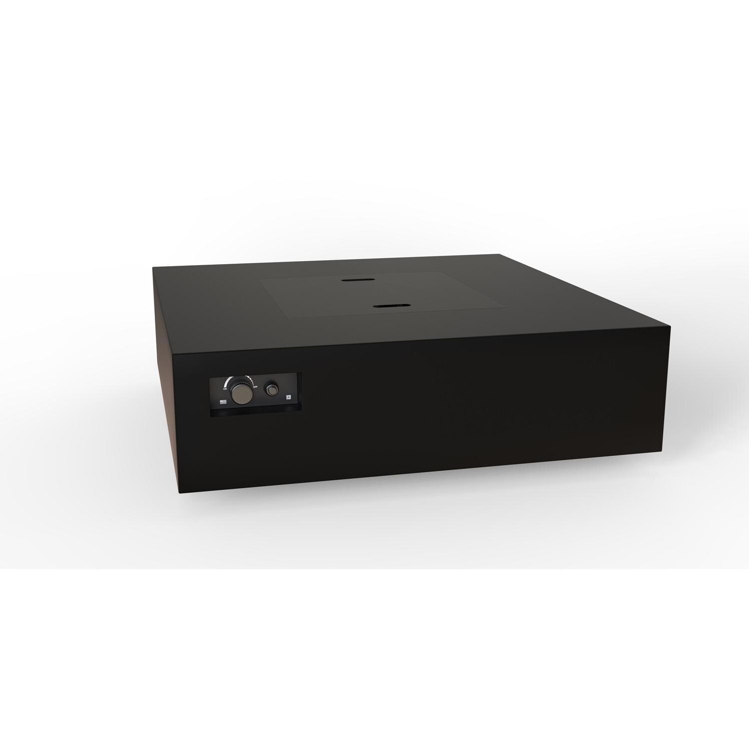 AON 56 Inch Square Powder Coated Steel Propane Fire Pit Table in Black By Warming Trends - Angled View - White Background thumbnail