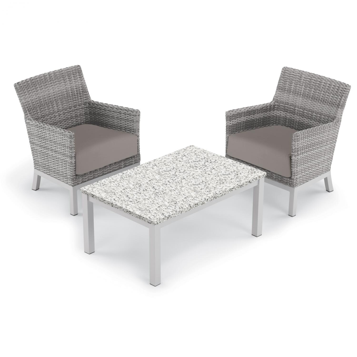 Argento 3 Piece Wicker Patio Conversation Set W/ Lite-Core Ash Coffee Table & Stone Cushions By Oxford Garden thumbnail