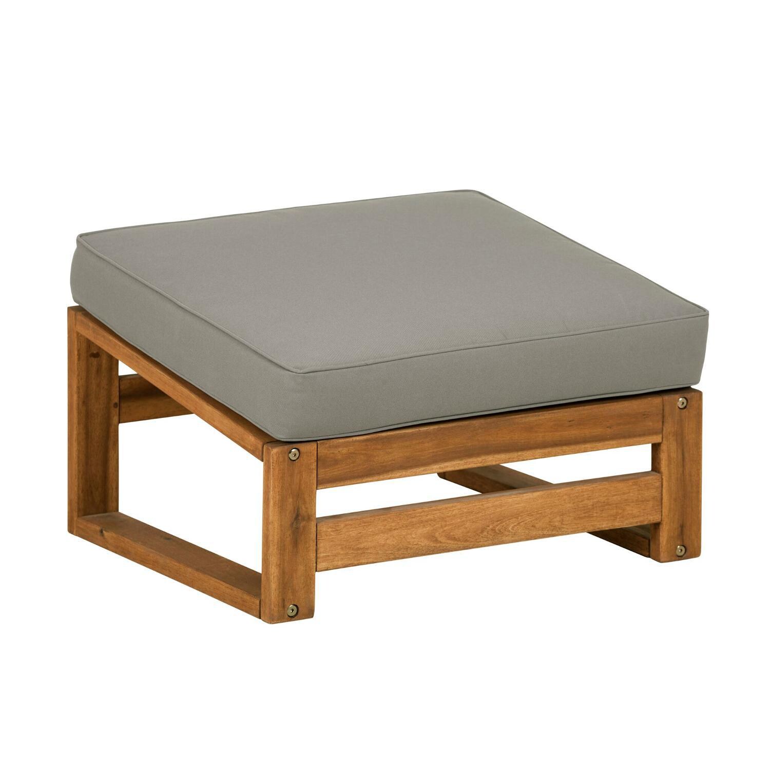 Ultimate Patio Window Bay 2 Piece Acacia Patio Seating Set W/ Gray Cushions - Ottoman thumbnail