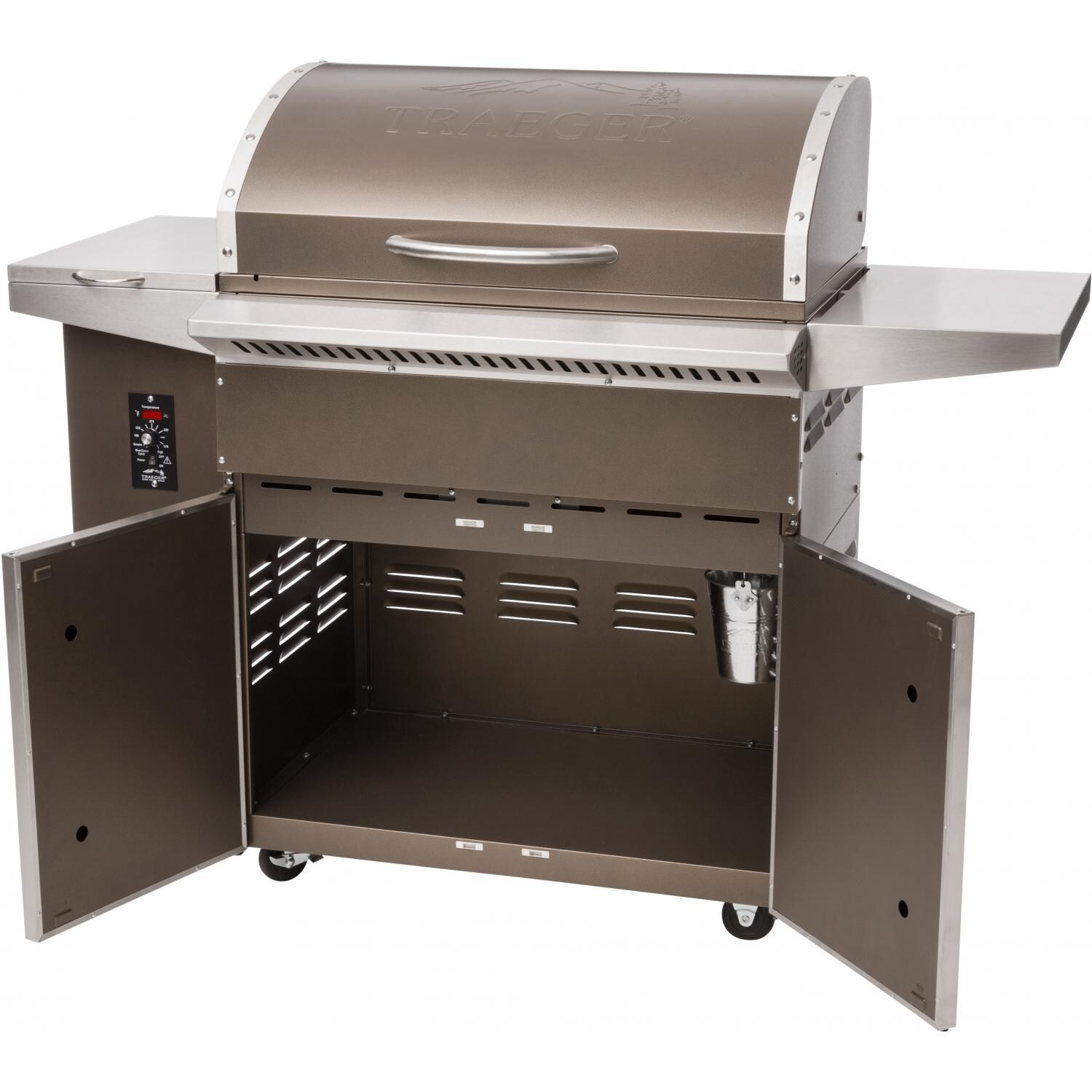 Traeger Select Elite Pellet Grill On Cart - Grill Cart Doors Open thumbnail
