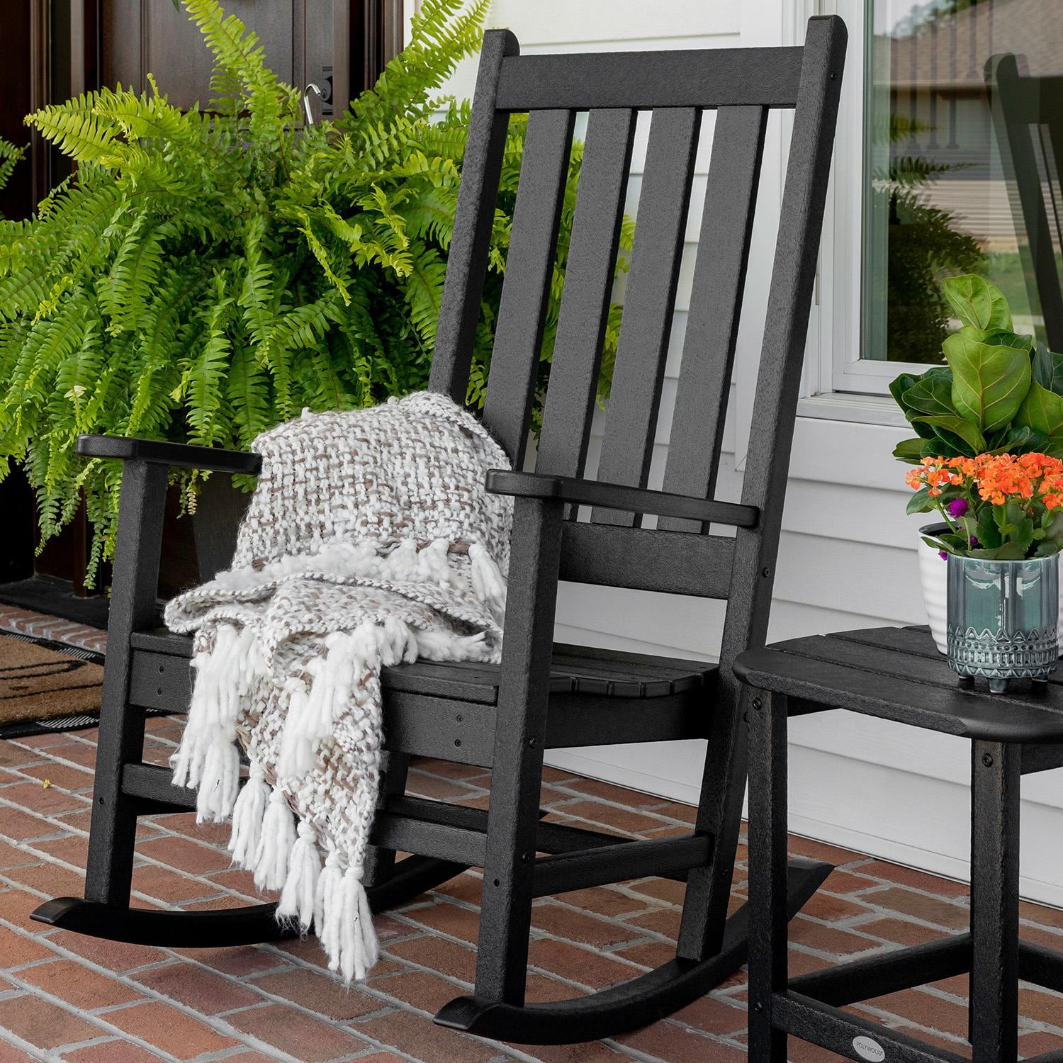 Vineyard Recycled Plastic Rocking Chair in Black by POLYWOOD