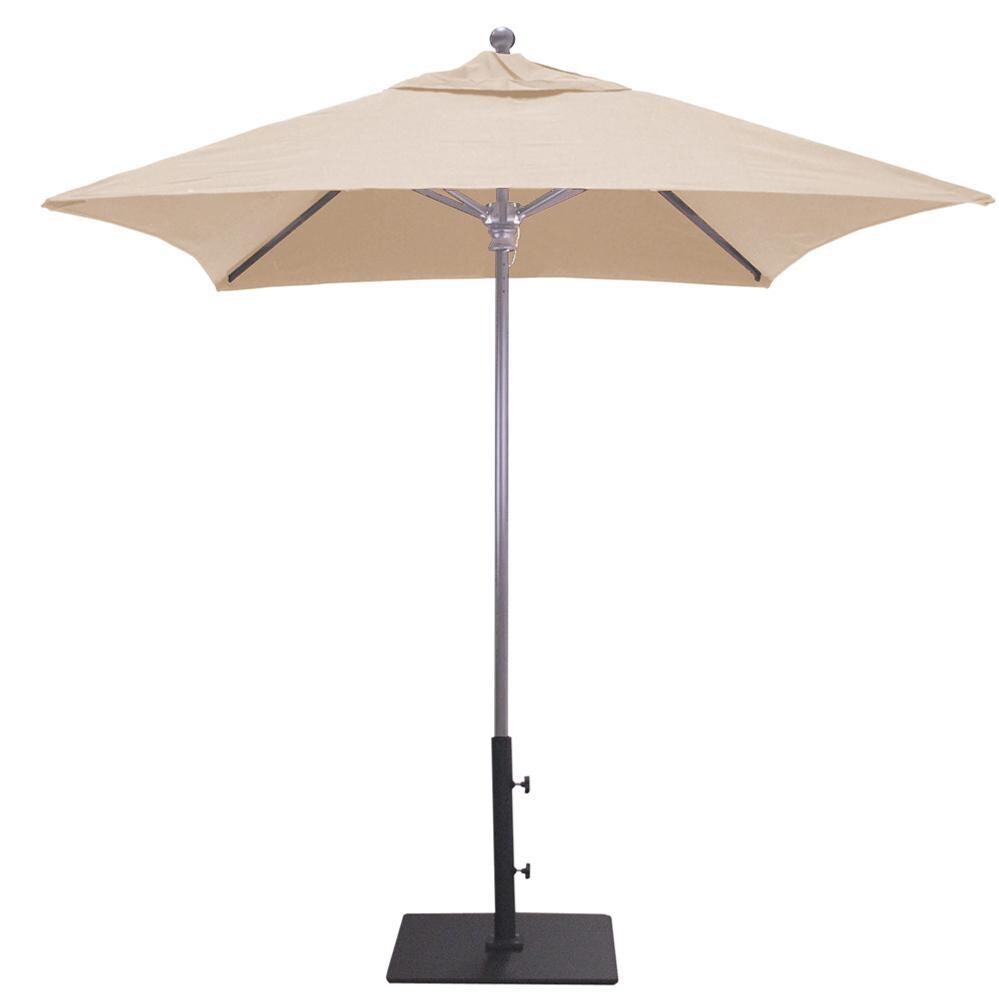 Galtech 6 X 6 Ft. Square Aluminum Patio Umbrella W/ Manual Lift - Silver Frame W/ Antique Beige Sunbrella Fabric (Umbrella Base Not Included) thumbnail