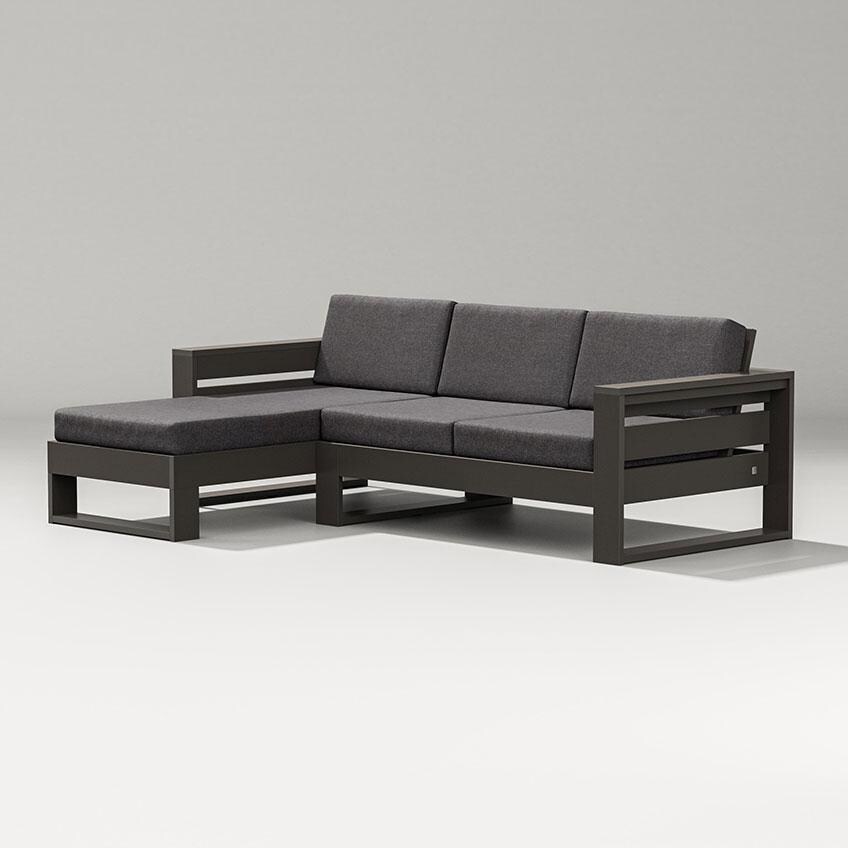 Latitude 3 Person Sectional Sofa w/ Left Chaise in Vintage Coffee/Ash Charcoal By PW Designer Series