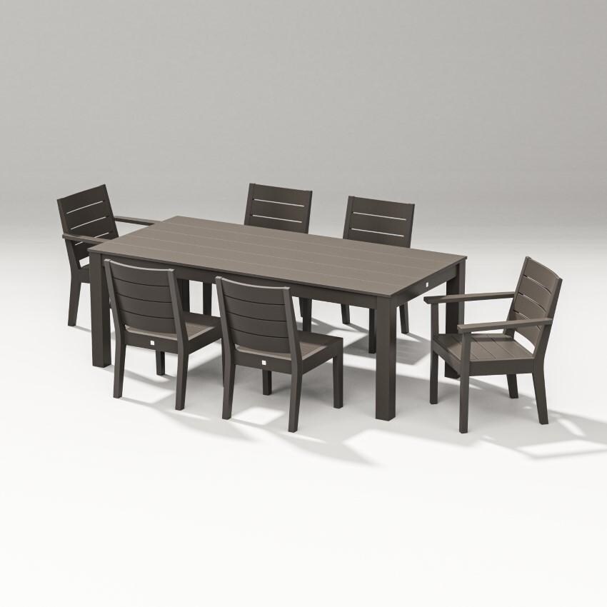 Latitude 7 Pc Parsons Table Dining Set in Vintage Coffee By PW Designer Series