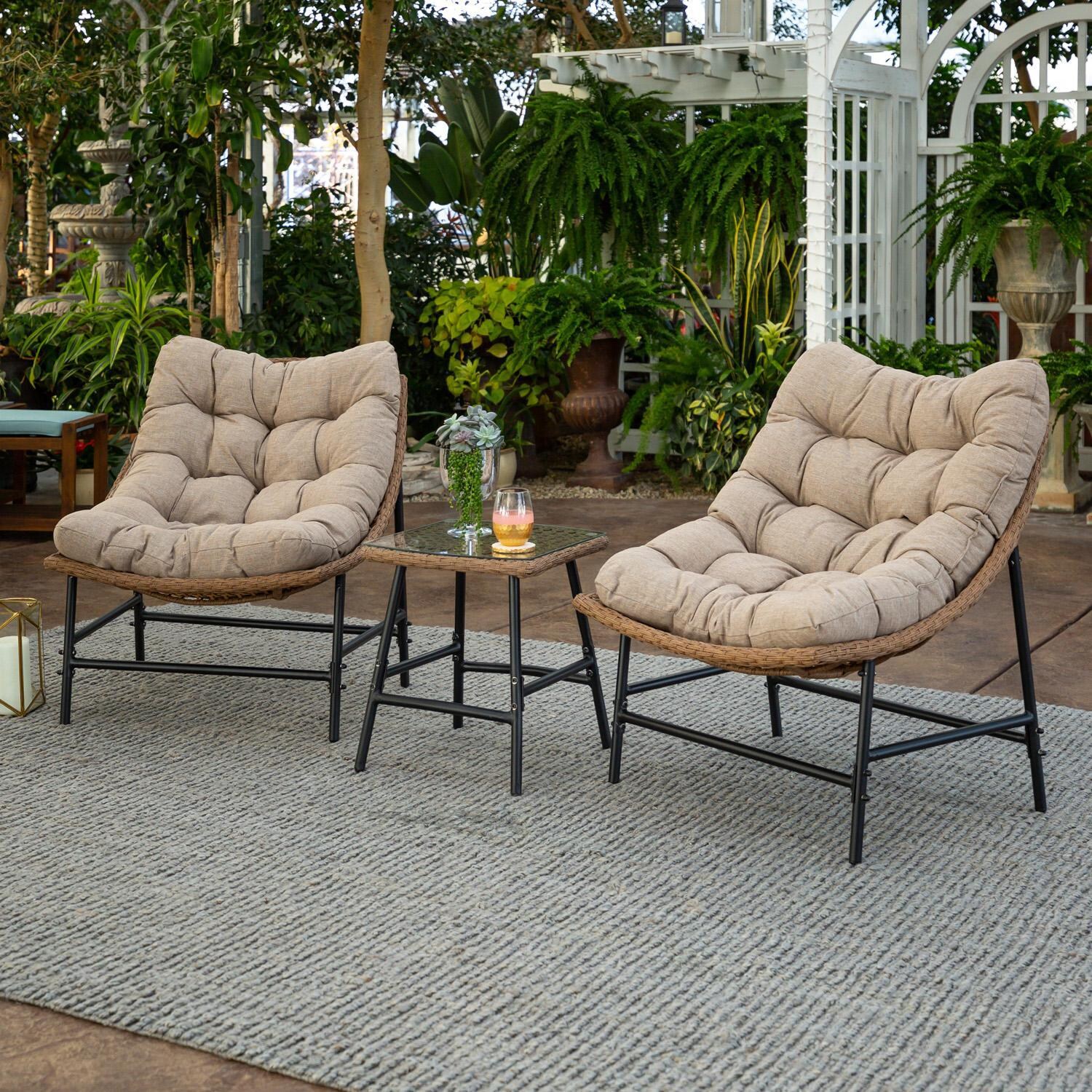 3 Pc Steel Seating Set in Natural Natural by Ultimate Patio