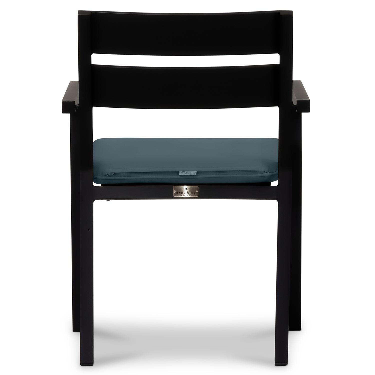 Calm Bay Aluminum Dining Arm Chair in Black/Cast Lagoon by Lakeview Outdoor Designs - Back - White Background thumbnail
