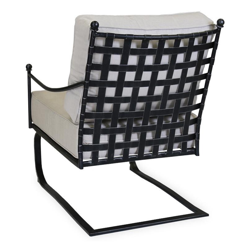 Provence Wrought Iron Patio Rocker Club Chair -Back View thumbnail