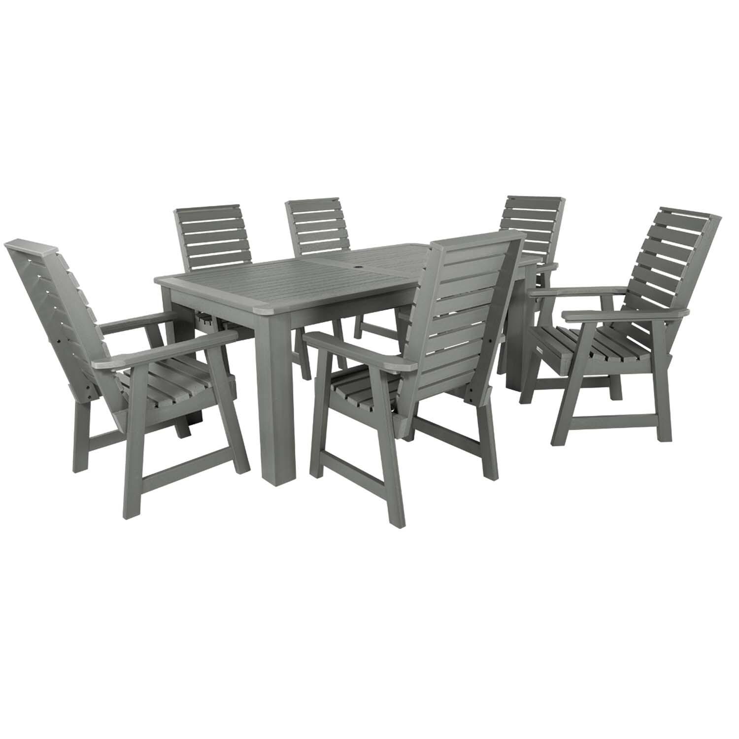 Elm Pointe 7 Pc Rectangular Dining Set in Coastal Teak By Lakeview Outdoor Designs - White Background thumbnail