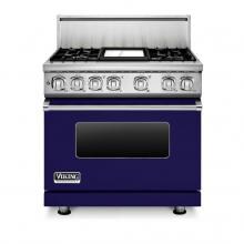Viking Professional 7 Series 36-Inch 4 Burner Natural Gas Dual Fuel Range With Griddle - Cobalt Blue - VDR73624GCB image
