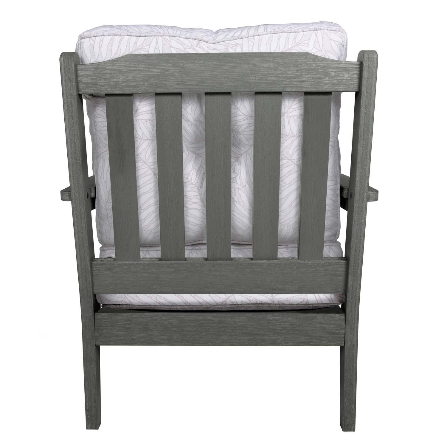 Blushing Bay 3 Pc Recycled Plastic Seating Set in Lively Parchment/Coastal Teak by Lakeview Outdoor Designs - Chair Back View - White Background thumbnail