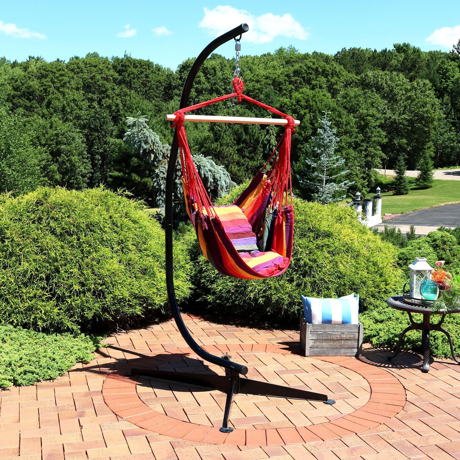 Ultimate Patio Hanging Hammock Chair w/ Cushions & C-Stand - Sunset