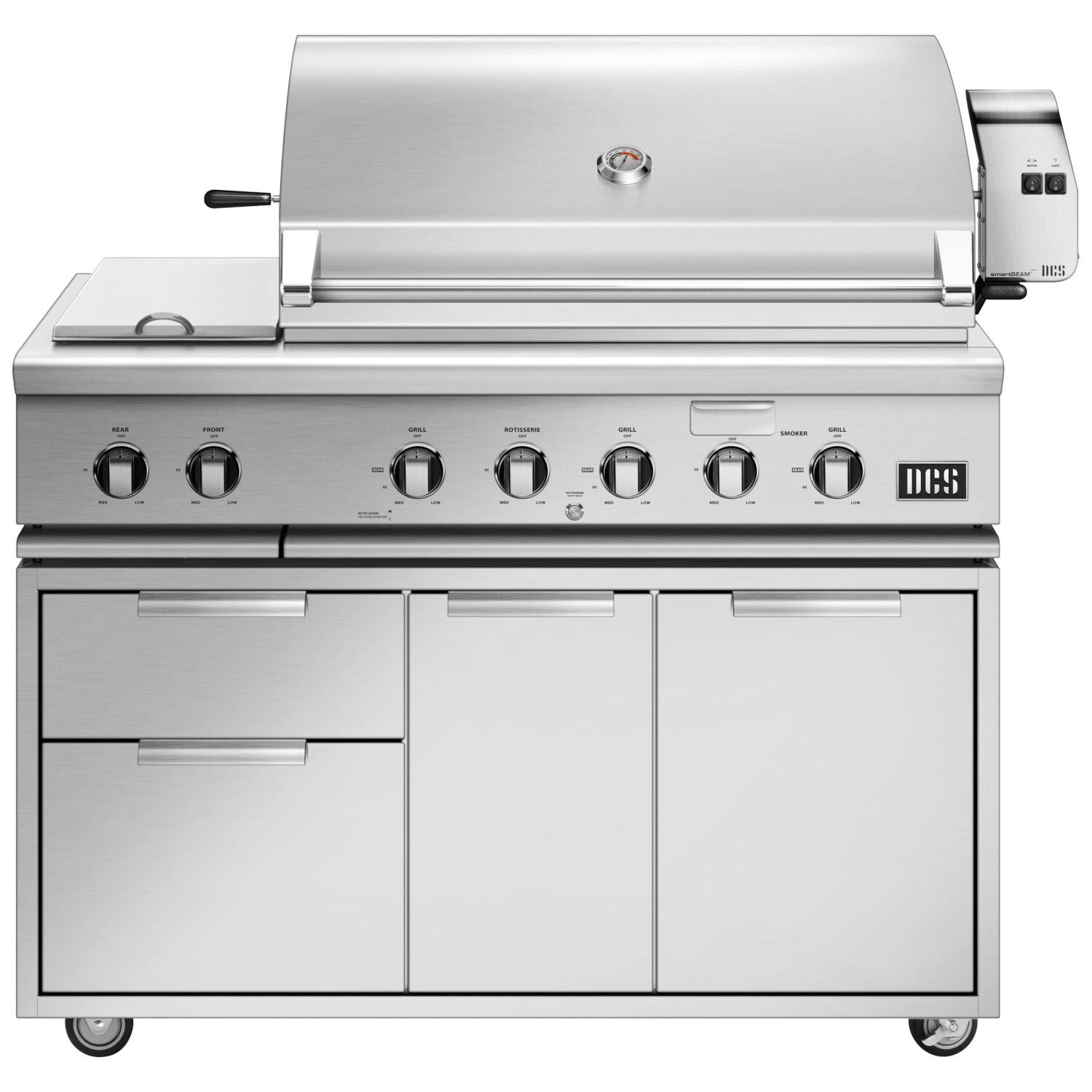 DCS Series 7 48-in Natural Gas Grill With Double Side Burner & Rotisserie On DCS CAD Cart