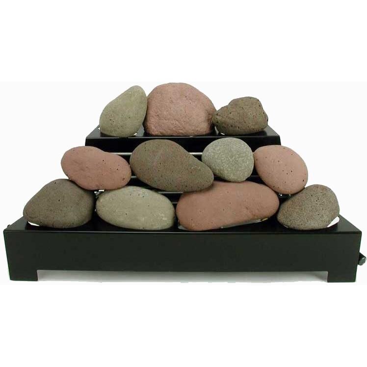 Rasmussen 24-Inch Brown/Natural/Adobe Red ALTERNA  FireStone Set With Vent-Free Black Chassis Burner  thumbnail