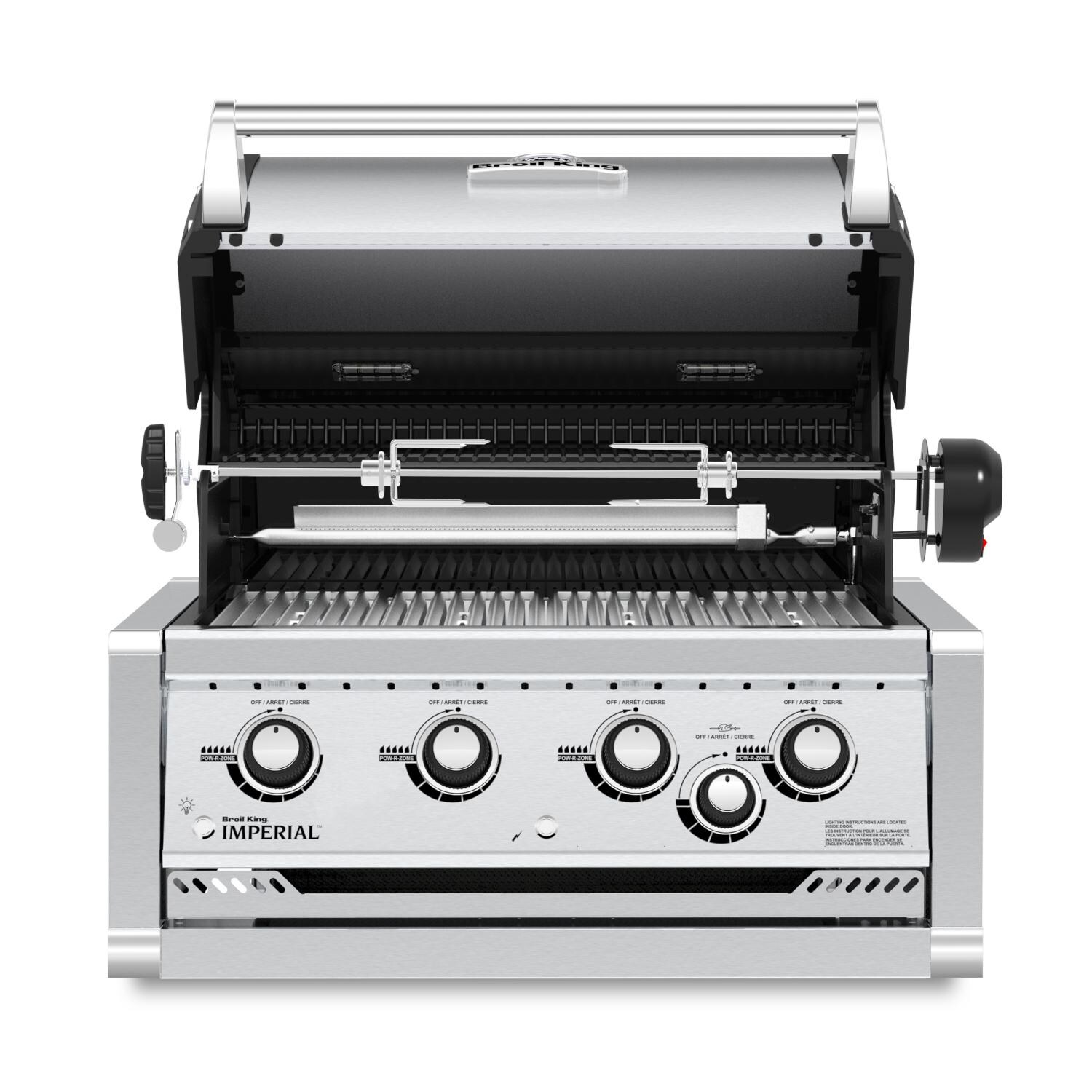 Broil King 956074 Imperial S 470 4-Burner Built-In Propane Gas Grill With Rotisserie - Stainless Steel - Open View thumbnail