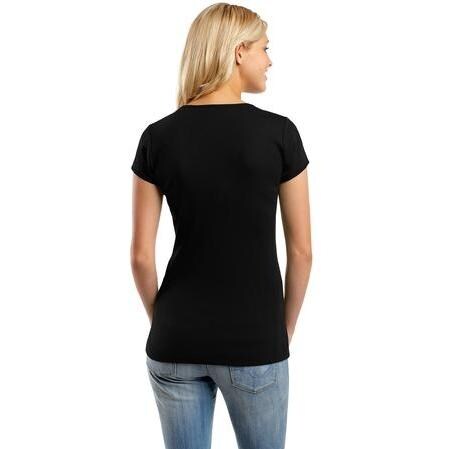 District Threads Ladies Perfect Fit 1x1 V-Neck T-Shirt 4XL - Jet Black