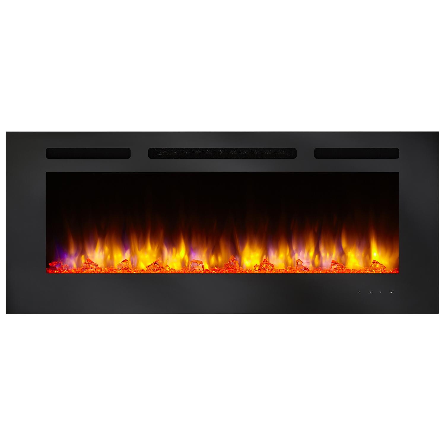 SimpliFire Allusion 48-Inch Wall Mount Electric Fireplace - Orange Flames - Red Lights thumbnail