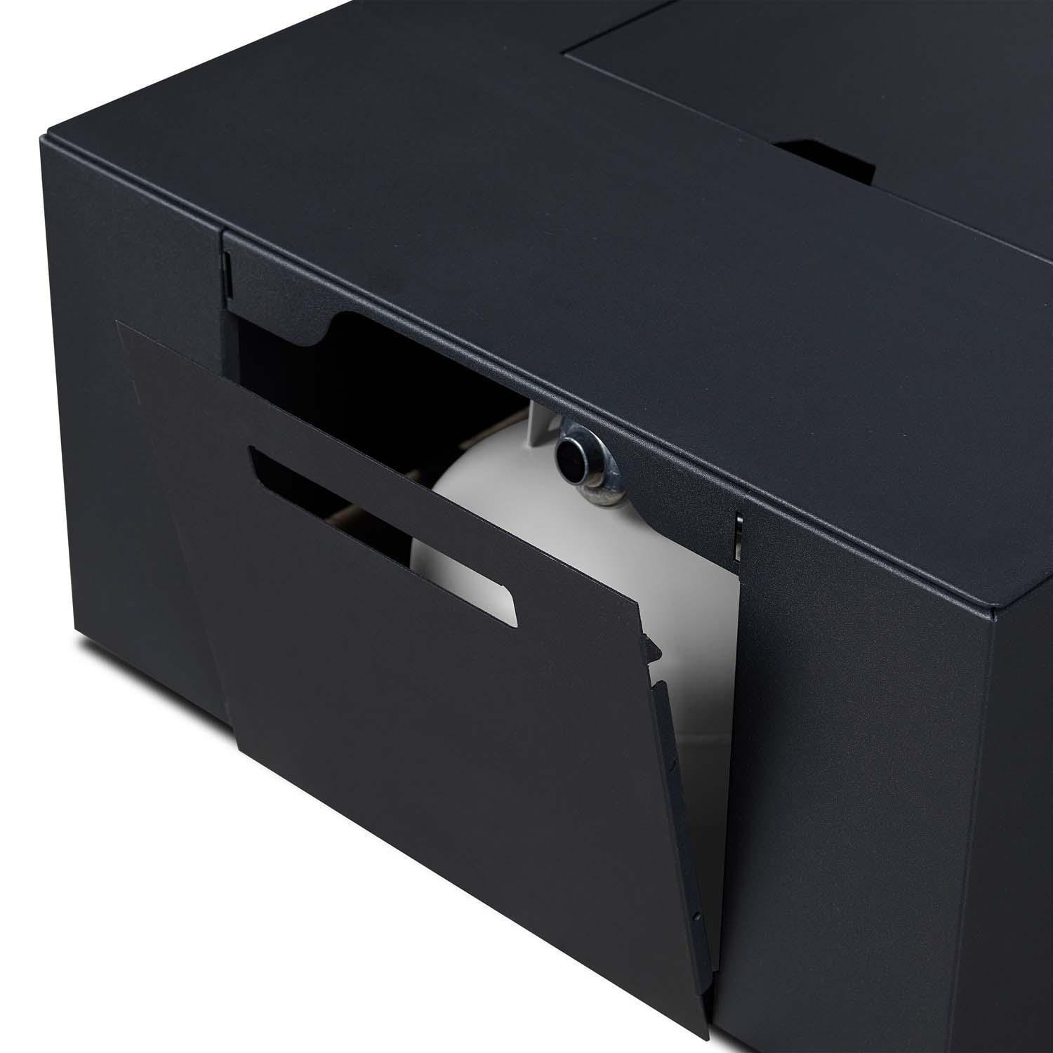 Covewood 58 Inch Rectangular Aluminum Propane Fire Pit Table w/ Hidden Propane Tank in Charcoal by BBQGuys Signature - Propane Tank Door - Detail thumbnail