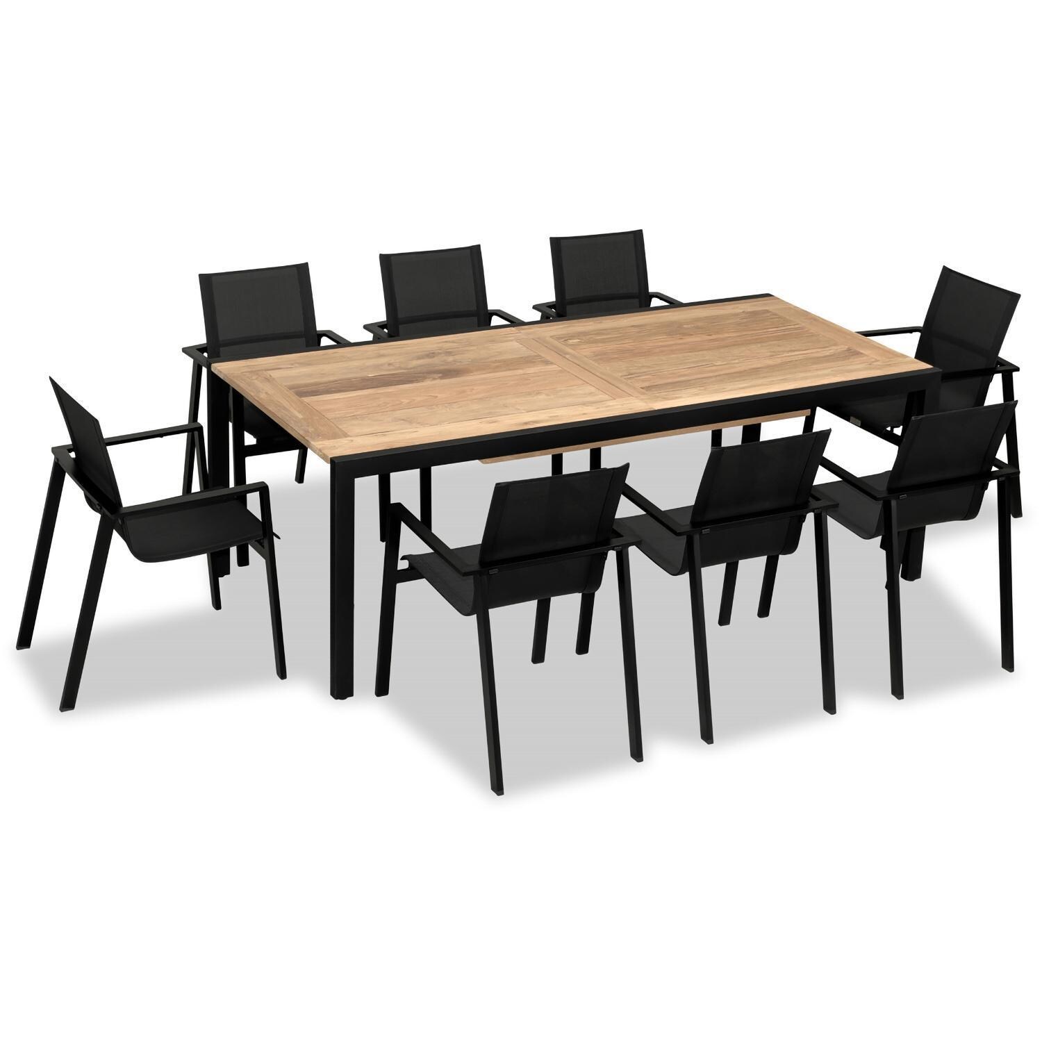 Spring Bay 8 Seat Extendable Reclaimed Teak Dining Set - Angled View From Above - White Background thumbnail