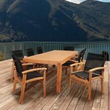 Amazonia Terrace 8-Person Sling Patio Dining Set With Teak Table