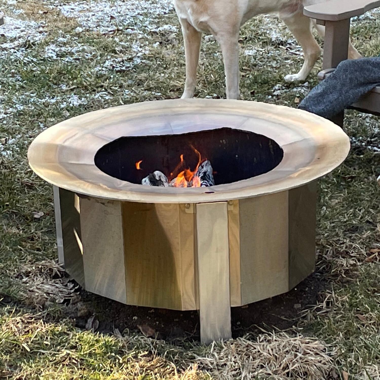 Firegear LUME-MS2SR LUME 26-Inch Round Wood Burning Sear Top Freestanding Smoke-Less Fire Pit - Warmed By The Fire thumbnail