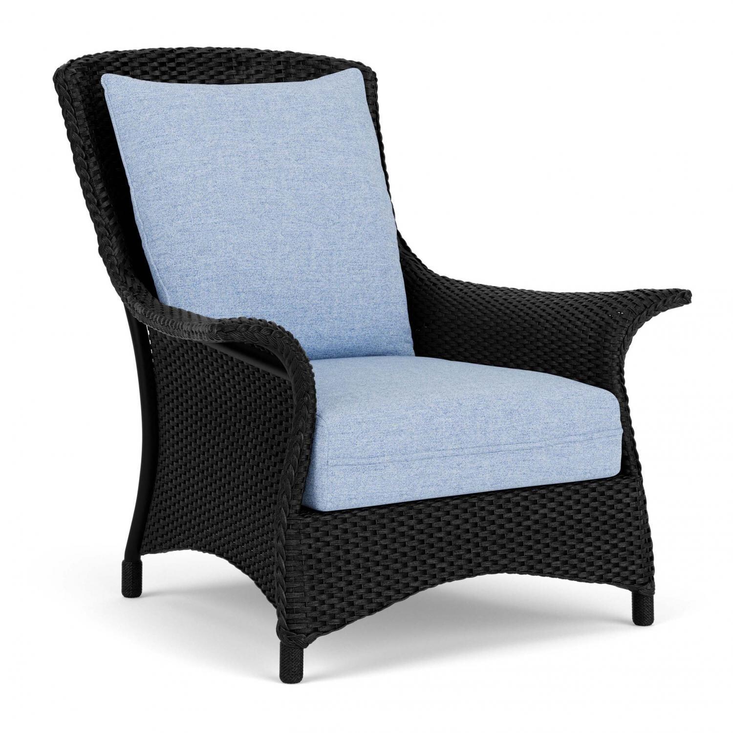 Lloyd Flanders Mandalay Lounge Chair in Ebony Finish with Demo Skyway fabric - Angled thumbnail