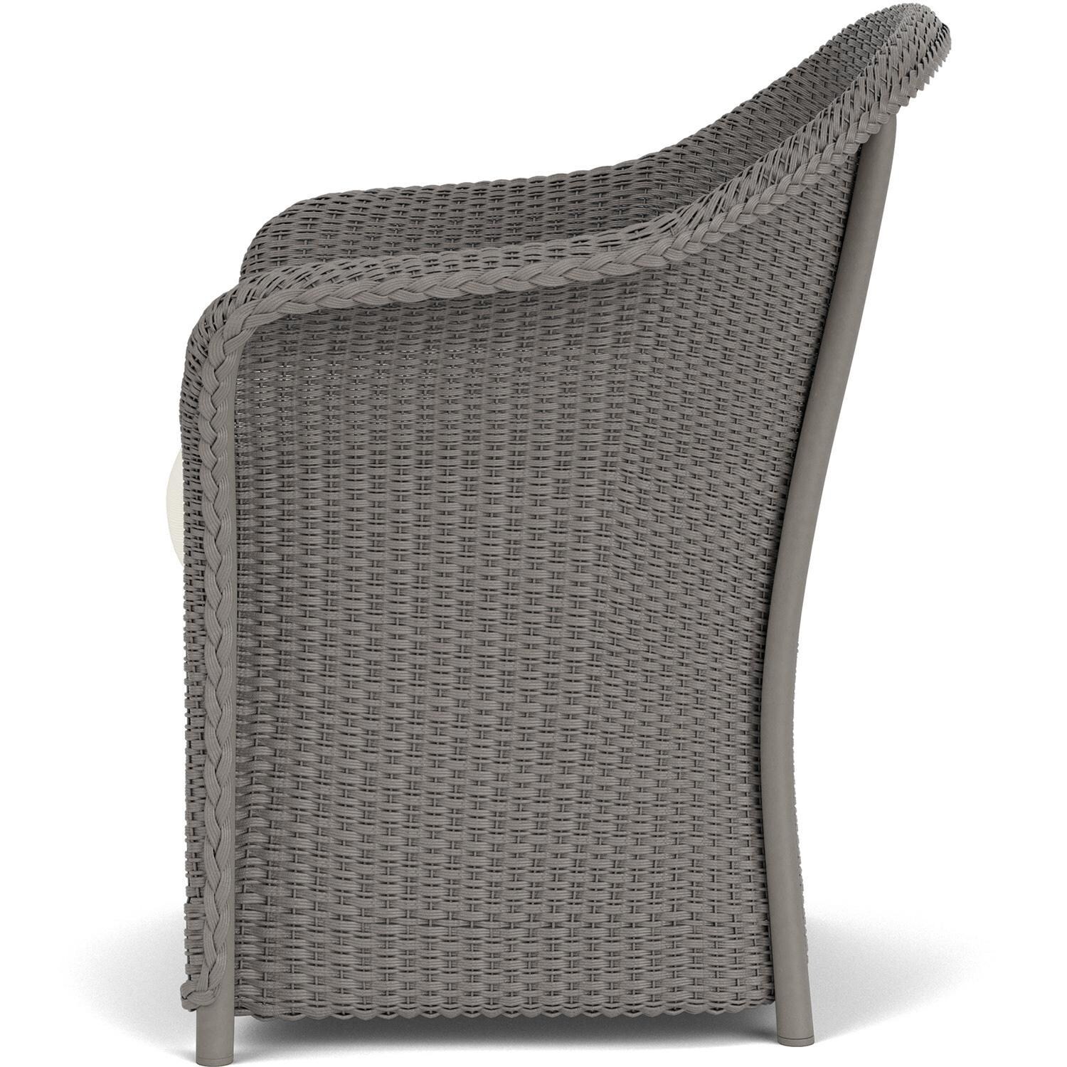 Lloyd Flanders Weekend Retreat Dining Armchair in Pewter Finish W/ Sailcloth Salt Fabric - Side thumbnail