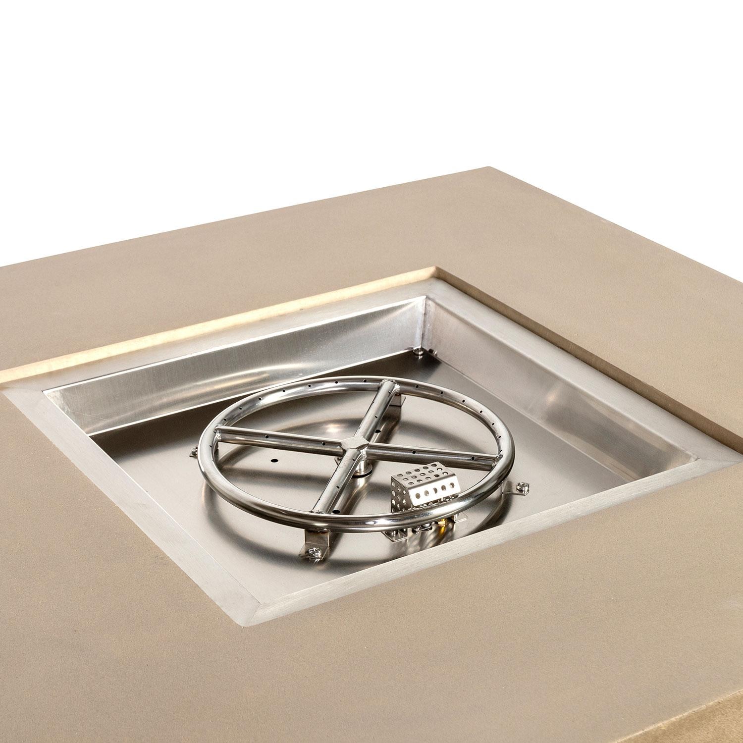 Glenwood 42-in Square Concrete Propane Fire Pit w/ Hidden Propane Tank in Sand by Lakeview Outdoor Designs - Burner - Detail thumbnail