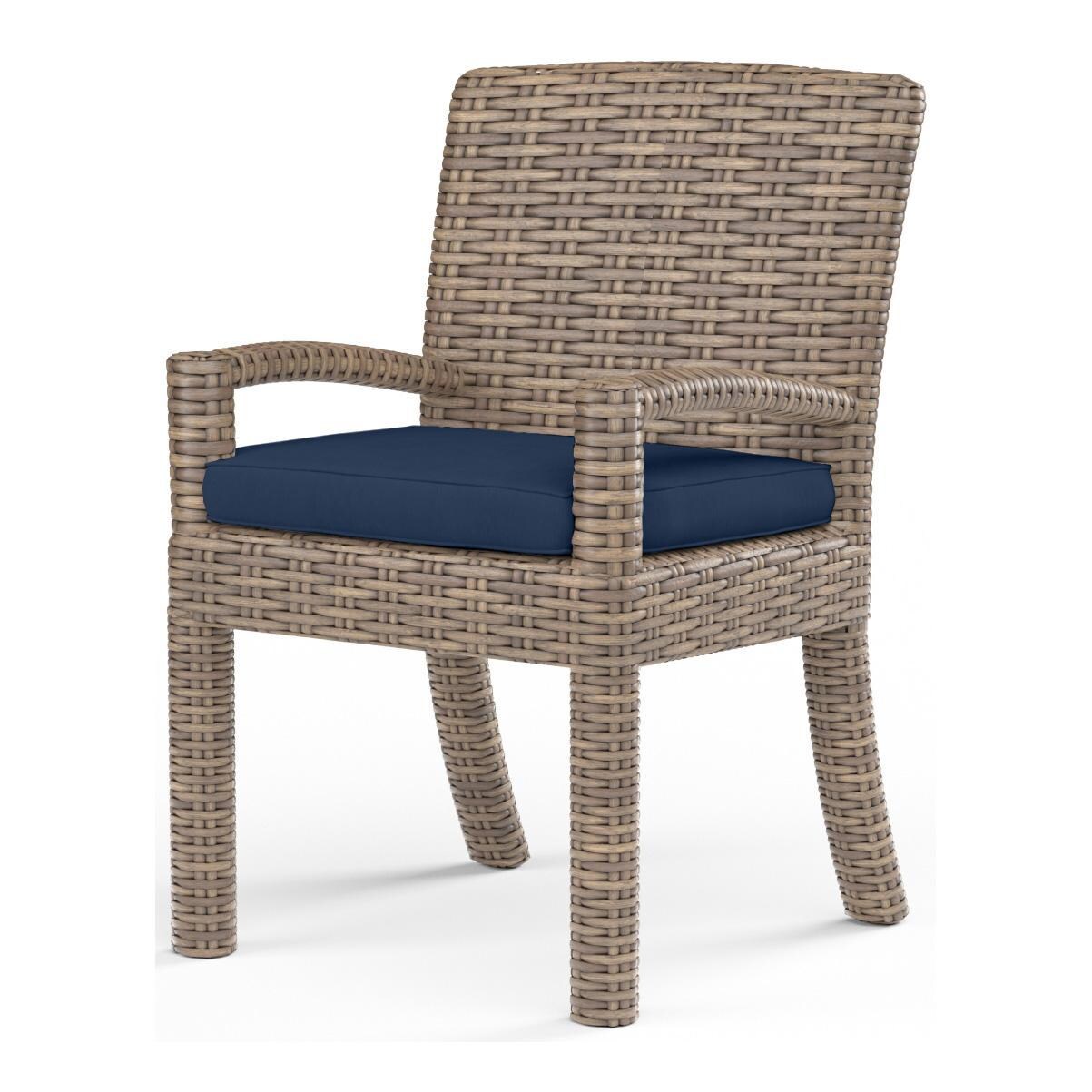 Havana Wicker Dining Arm Chair in Tobacco/Spectrum Indigo by Sunset West