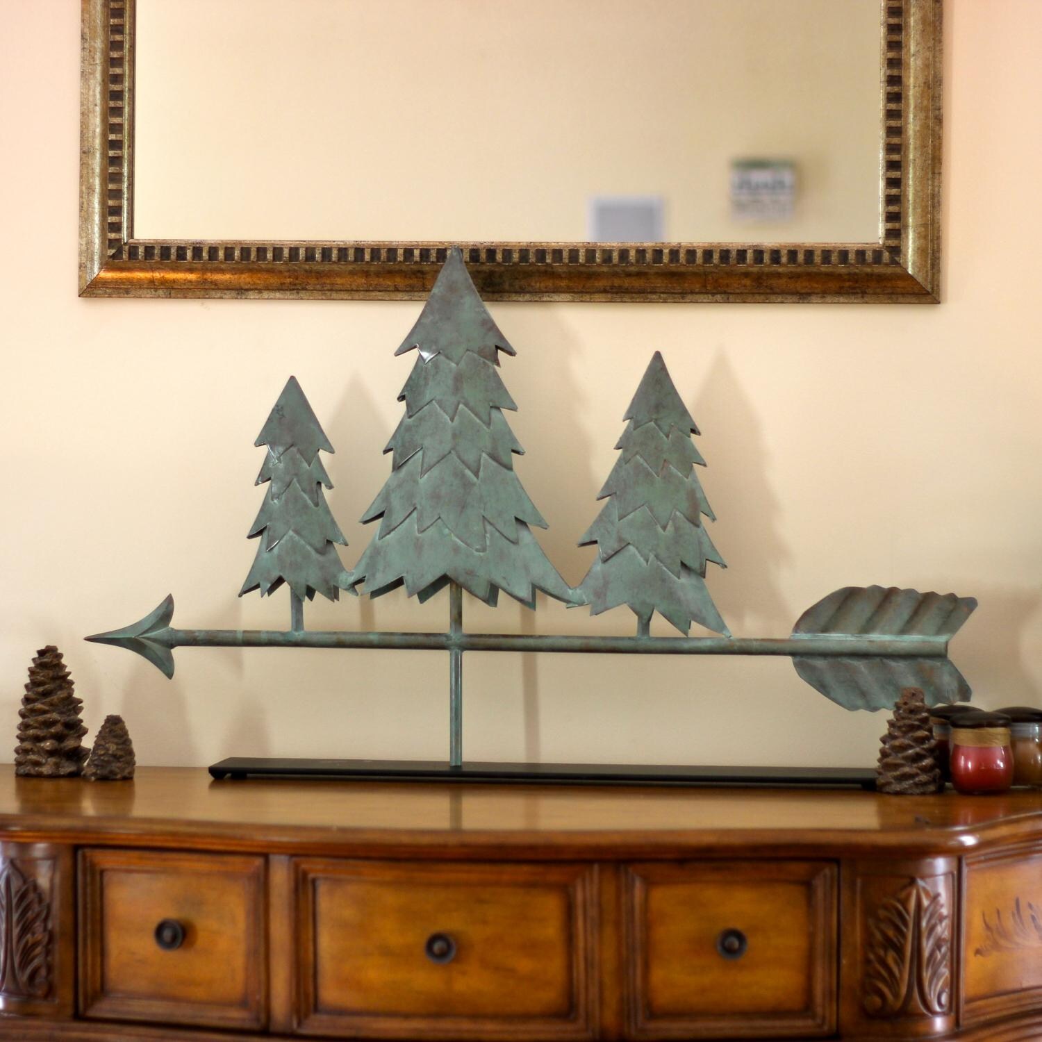 Pine Trees Table Top Sculpture By Good Directions - Blue Verde thumbnail