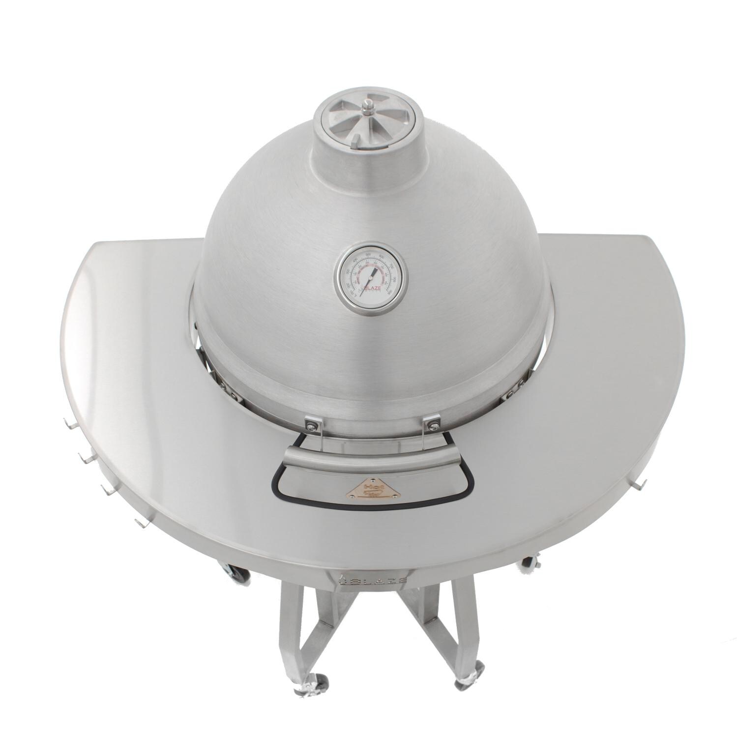 Blaze 20-Inch Freestanding Cast Aluminum Kamado Grill With Round Shelf - Top View thumbnail