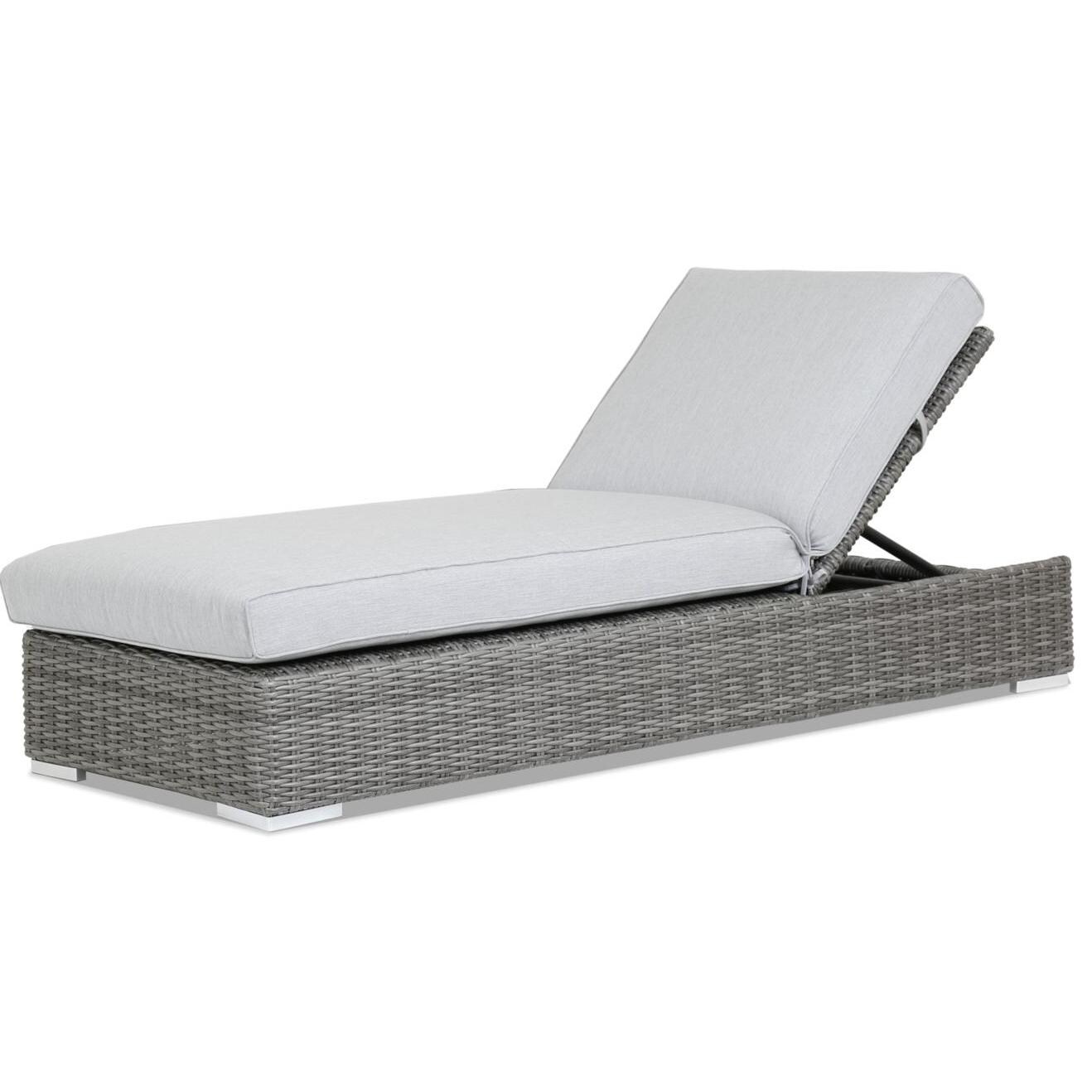 Emerald II Wicker Patio Chaise Lounge W/ Sunbrella Canvas Granite Cushions By Sunset West image