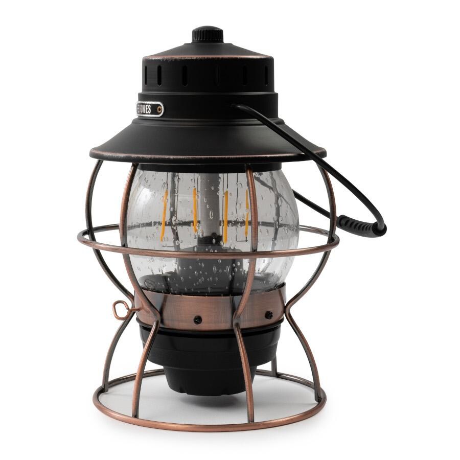 Barebones Living LIV-280 Railroad Lantern - Antique Bronze - Flame Off and Handle Down thumbnail