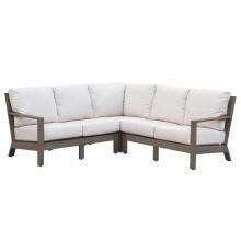 Laguna 3 Piece Aluminum Patio Sectional Set W/ Sunbrella Canvas Flax Cushions By Sunset West