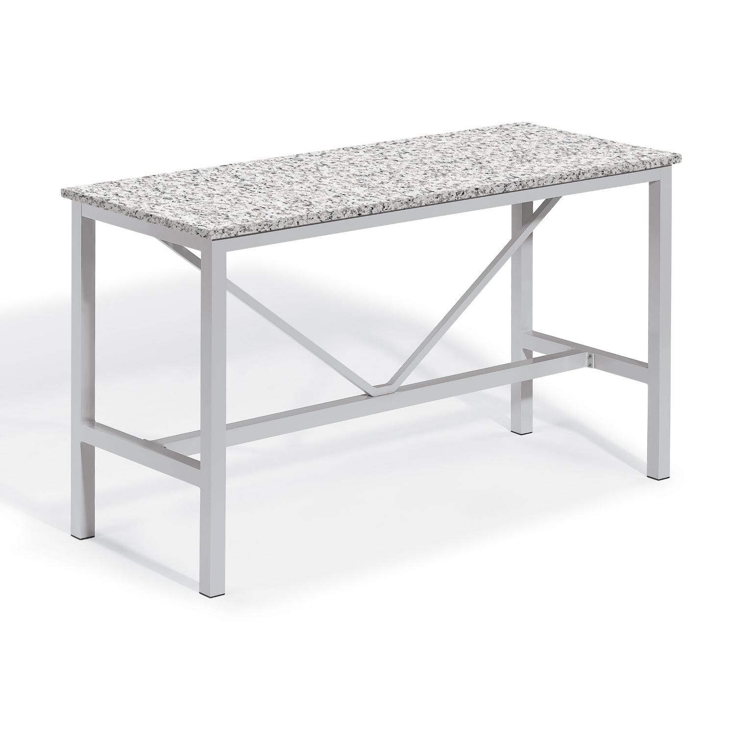 Travira 72 X 30 Inch Rectangular Aluminum Patio Bar Table W/ Lite-Core Ash Top By Oxford Garden
