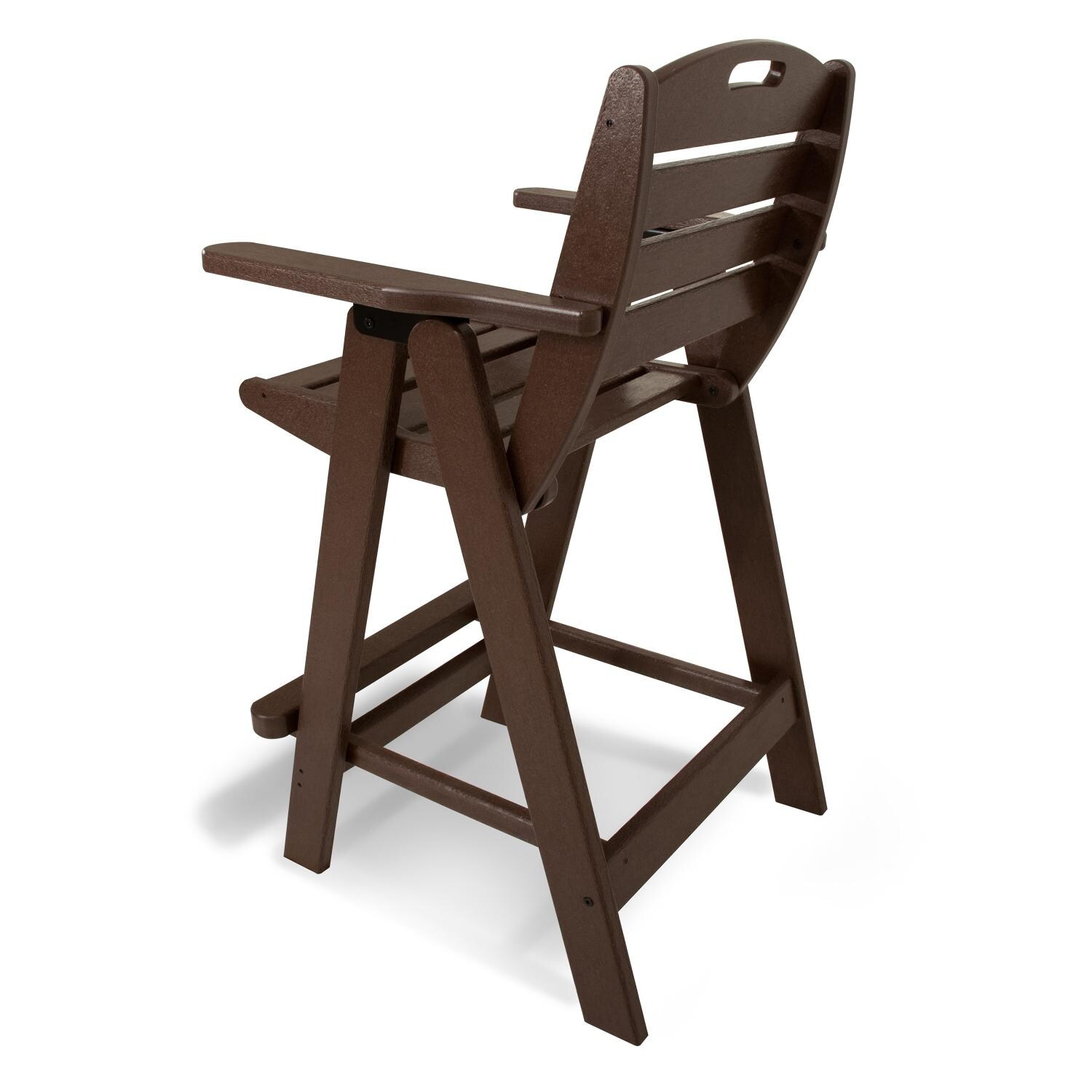 POLYWOOD Nautical Patio Bar Stool - Mahogany - Side View thumbnail