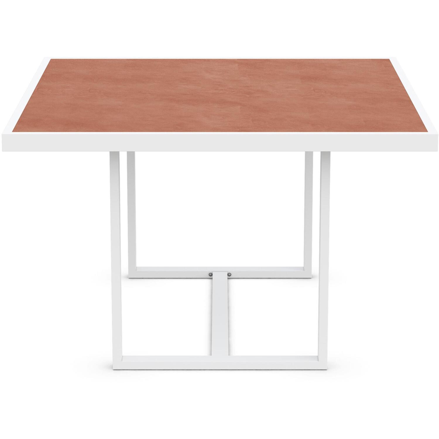 Azzurro Living Pavia 48 Inch White Aluminum Dining Table W/ Umber Dekton Top - Side - White Background thumbnail