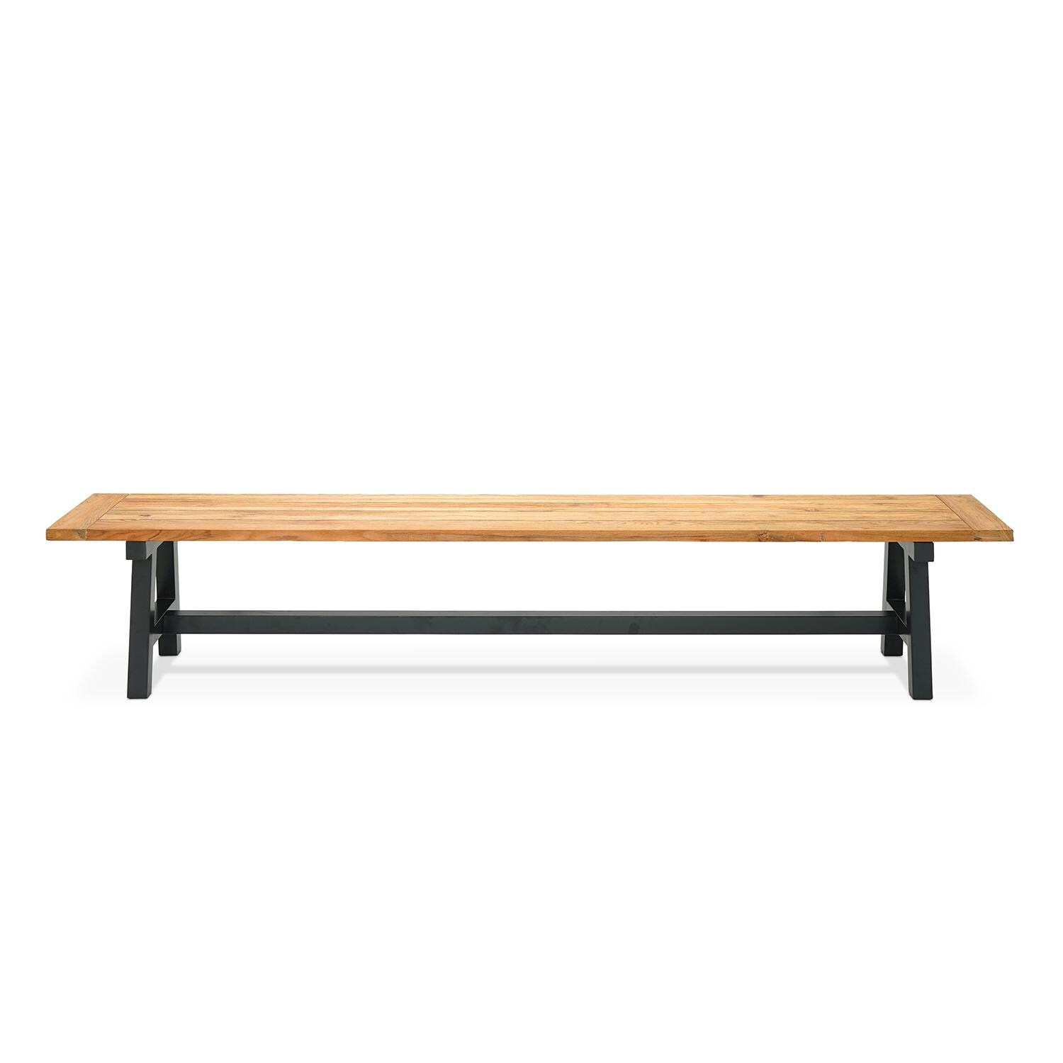 Calm Bay Mill 7 Pc Reclaimed Teak Dining Set w/ Bench in Black/Cast Silver by Lakeview - Bench - White Background