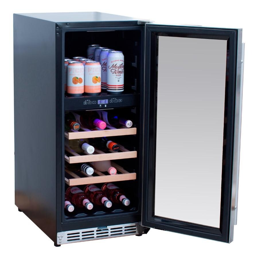 American Made Grills AMG-RFR-15WD 15-Inch Outdoor Rated Dual Zone Wine Cooler - Open Angled View thumbnail