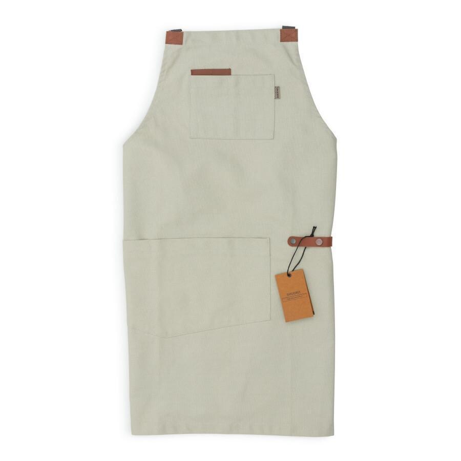 Barebones Living CKW-478 Chef Grilling Apron - Stone Folded In Packaging Look - White Background thumbnail