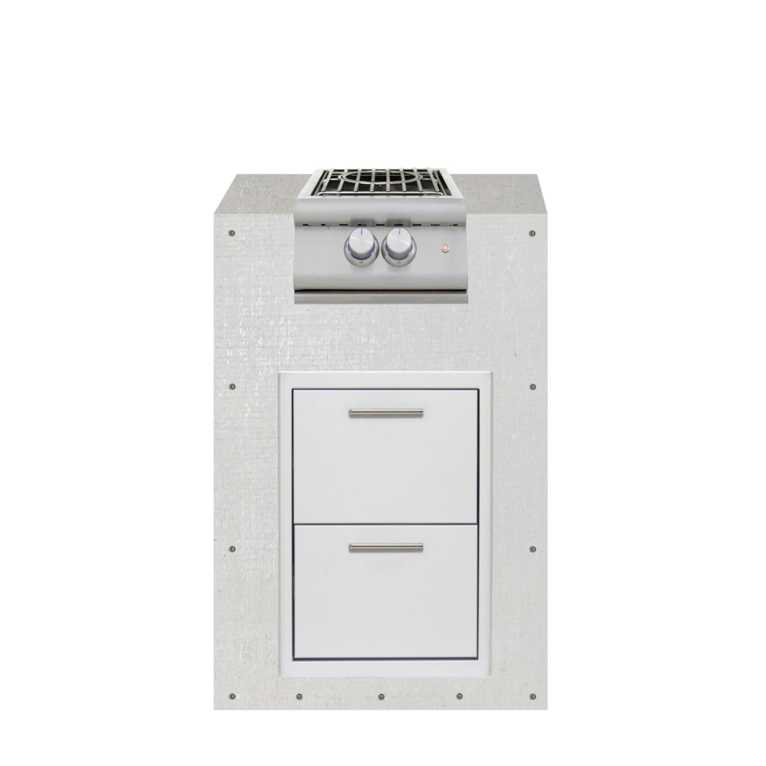   BBQGuys Signature 24-in Ready for Finish Outdoor Kitchen Module w/ Blaze LTE+ Propane Power Burner & Double Drawers - Module - White Background thumbnail