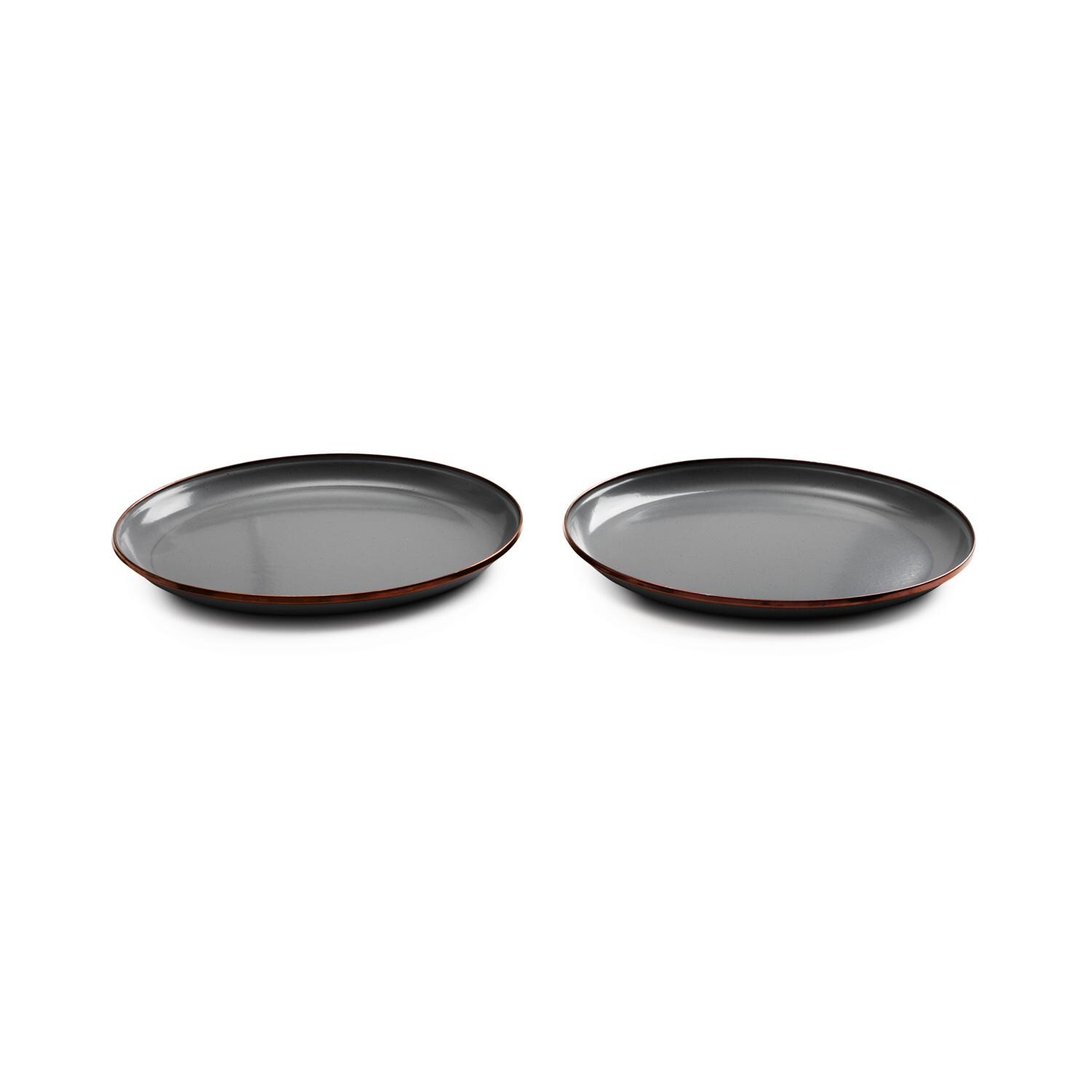 Barebones Living CKW-358 Enamel Deep Plate Set - Set of 2 - Slate Gray thumbnail