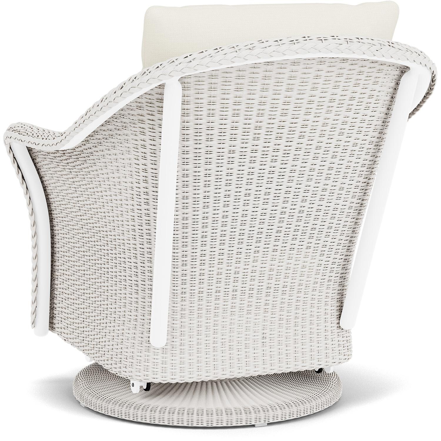 Lloyd Flanders Weekend Retreat Swivel Glider Lounge Chair in White Finish W/ Sailcloth Salt Fabric - Back Left thumbnail