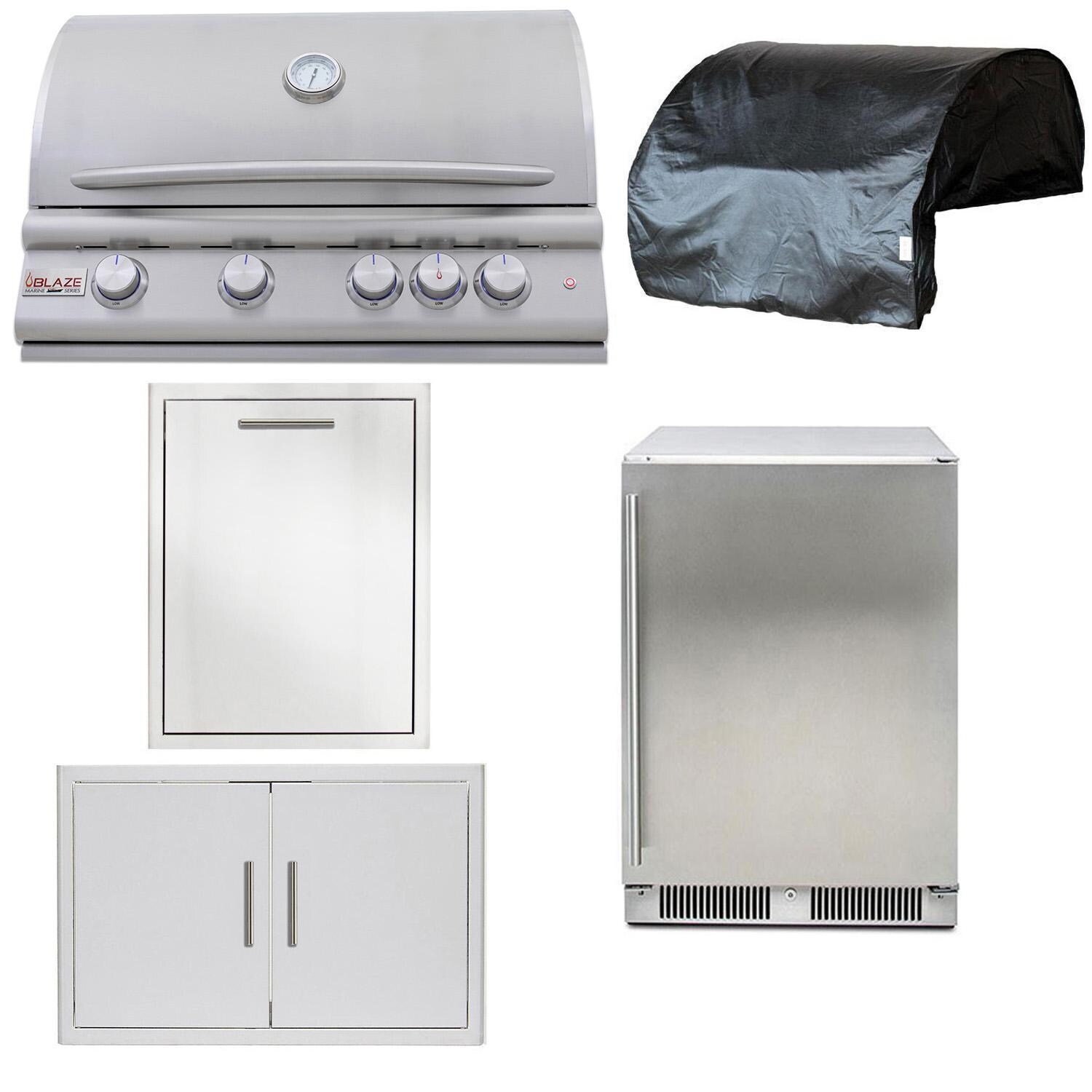 Blaze BLZ-4LTE3MG-NG-5PC-SC Premium LTE+ Marine Grade 5-Piece 32-Inch Natural Gas Outdoor Kitchen Package - White Background thumbnail