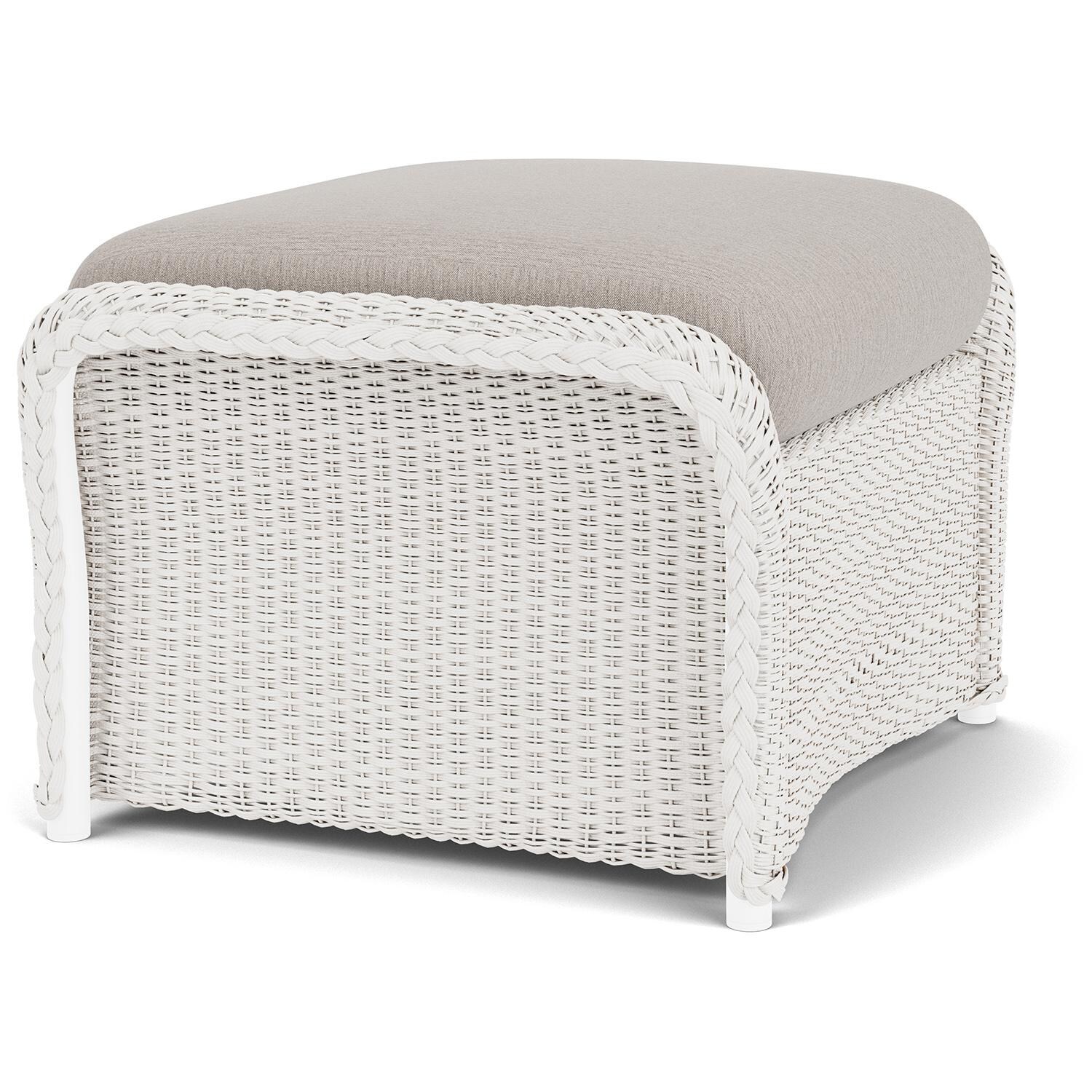 Lloyd Flanders Weekend Retreat Woven Ottoman in White Finish W/ Remy Cloud Fabric - Angled thumbnail