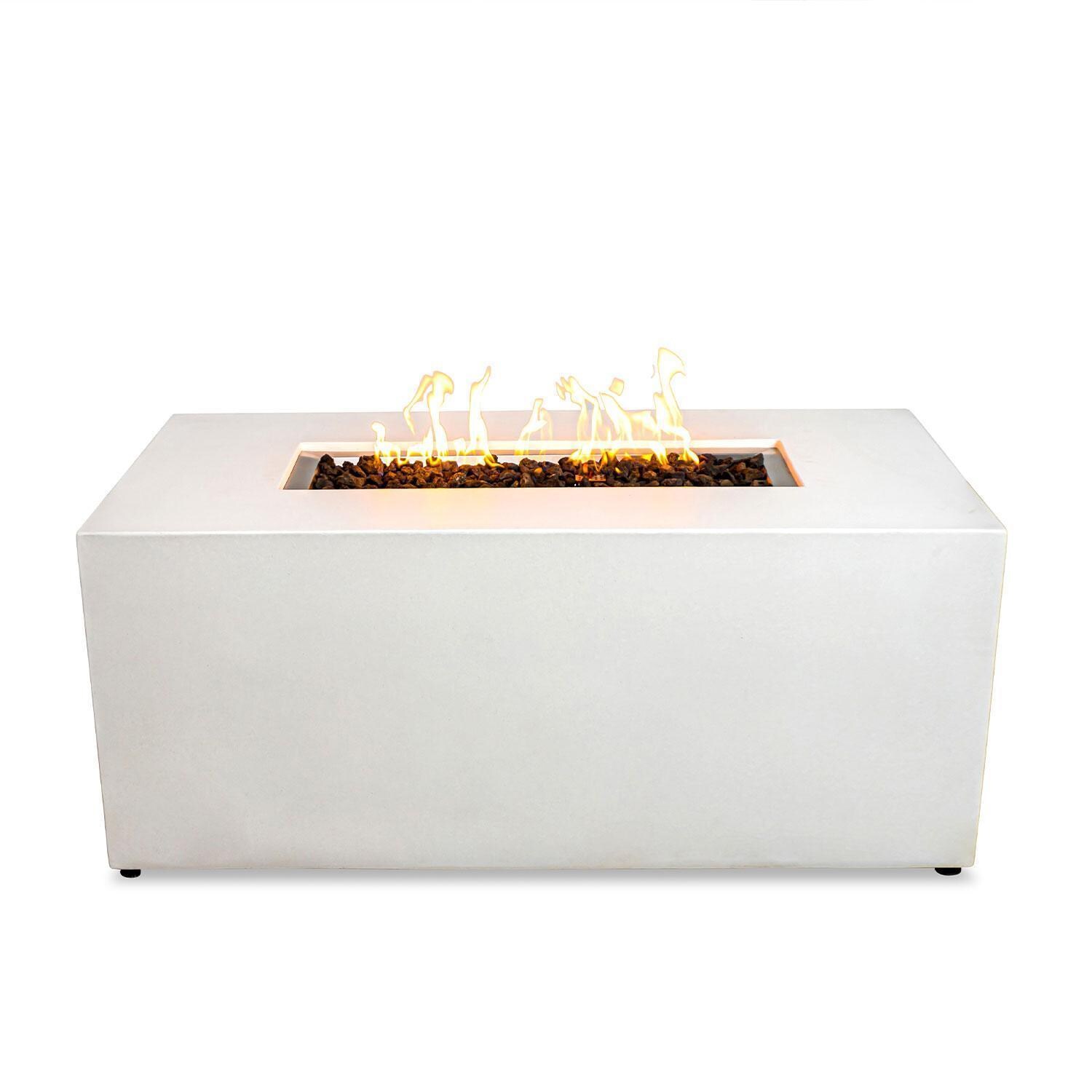 Glenwood 55-in Rectangular Concrete Propane Fire Pit in White by Lakeview Outdoor Designs - White Background thumbnail
