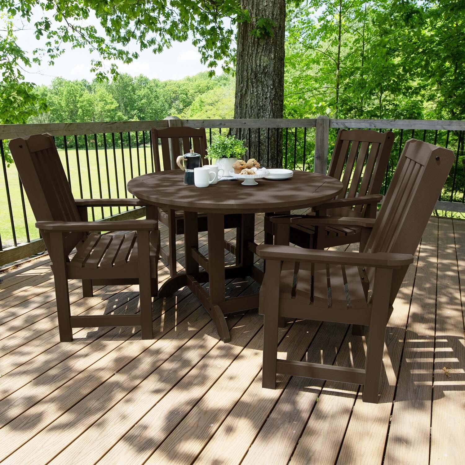 Hart Lane 5 Pc Recycled Plastic Dining Set in Weathered Acorn by Lakeview Outdoor Designs