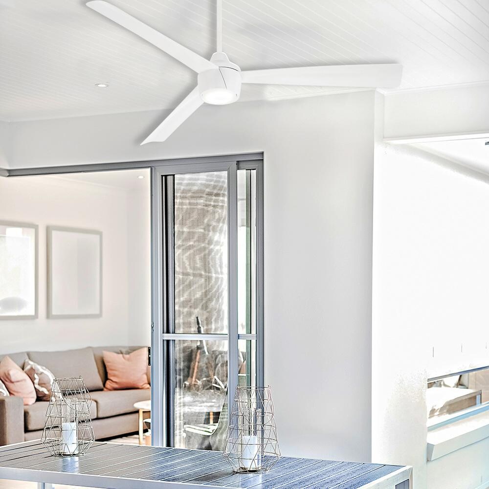 Minka-Aire F626L-WHF Skinnie 56-Inch 3-Blade LED Ceiling Fan in Flat White Finish w/ Flat White Blades & Etched Lens - Lifestyle thumbnail