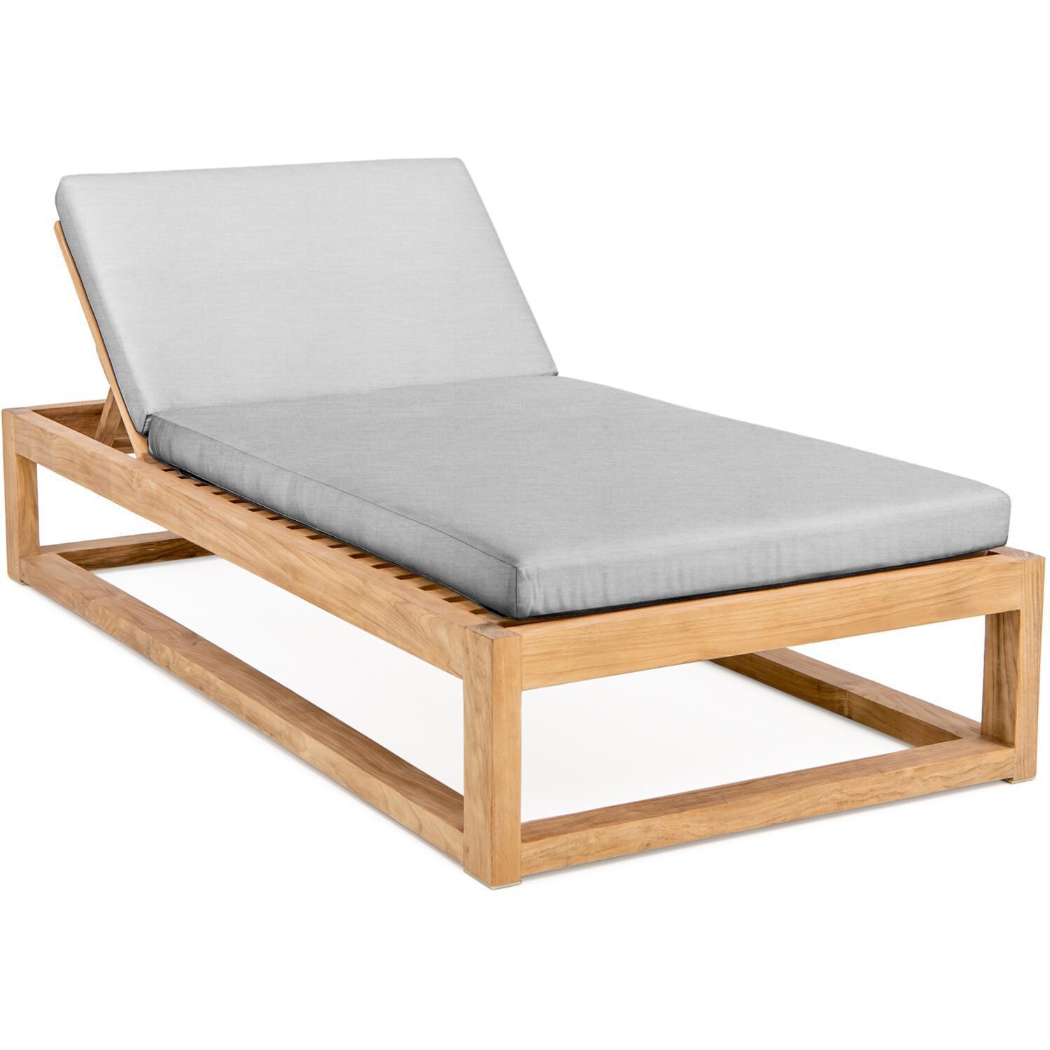 Atlantic Teak Patio Oversized Chaise Lounge in Granite By Teak + Table