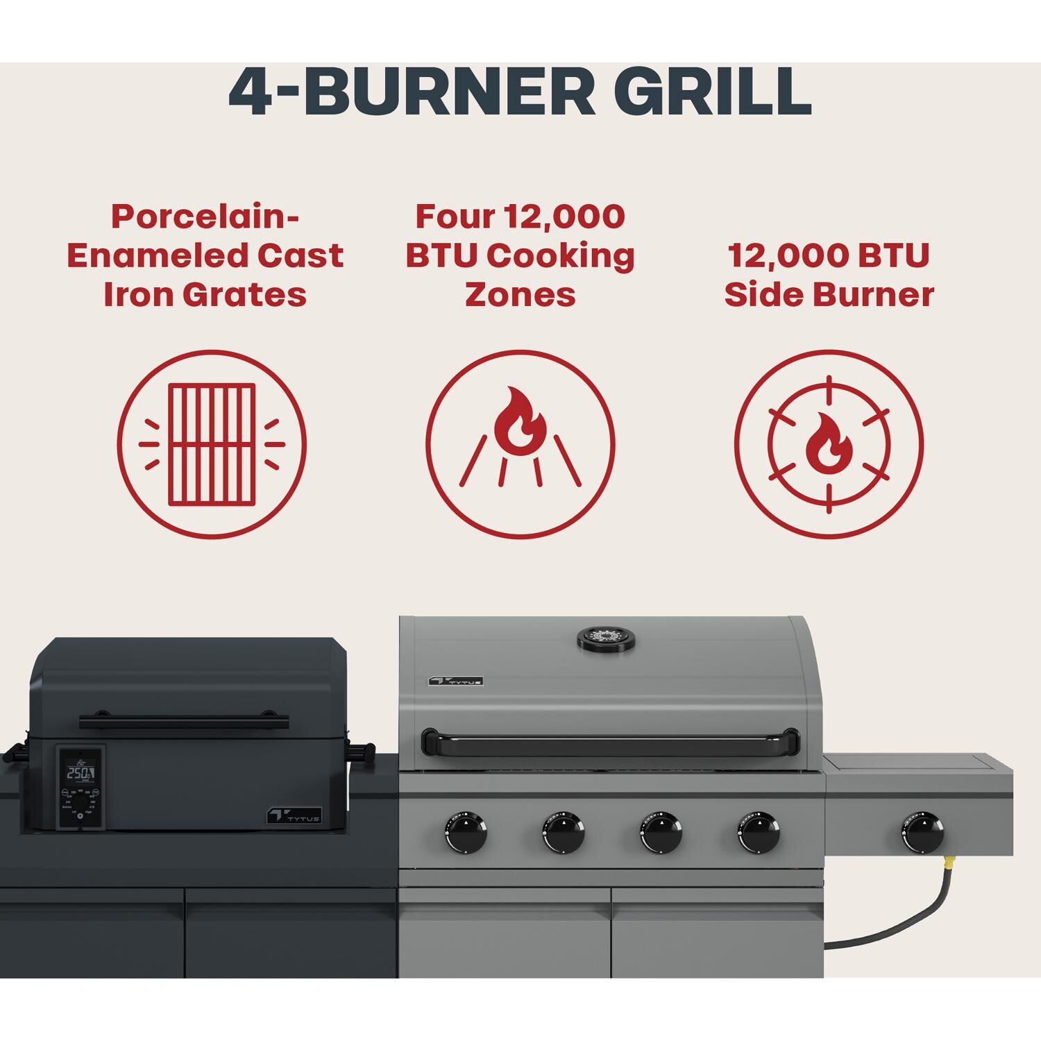 TYTUS TDT-BUN-055 Modular Duo w/ 4-Burner Gas Grill & Pellet Grill - 4 Burner Grill Features 2 - Detail thumbnail